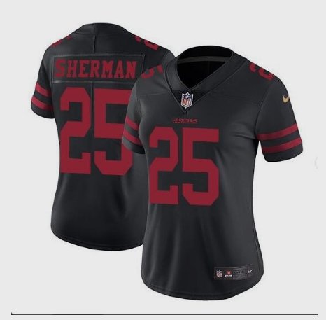 Women's San Francisco 49ers #25 Richard Sherman Limited Black Stitched Jersey