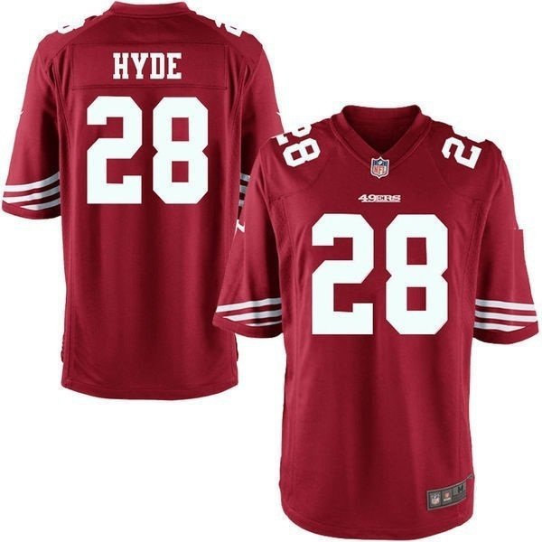 Youth San Francisco 49ers #28 Carlos Hyde Red Stitched Jersey