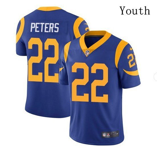 Youth Los Angeles Rams 22 Marcus Peters Limited Blue Stitched Jersey