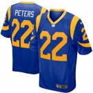 Men's Los Angeles Rams 22 Marcus Peters Game Blue Stitched Jersey