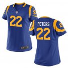 Women's Los Angeles Rams 22 Marcus Peters Game Blue Stitched Jersey