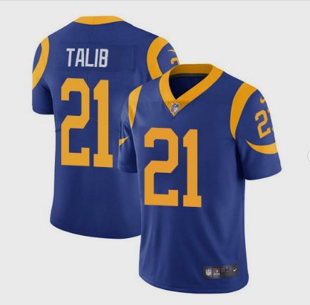 Men's Los Angeles Rams 21 Aqib Talib Limited Blue Stitched Jersey