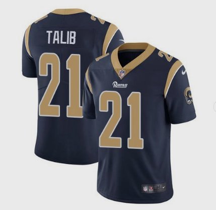 Men's Los Angeles Rams 21 Aqib Talib Limited Navy Blue Stitched Jersey
