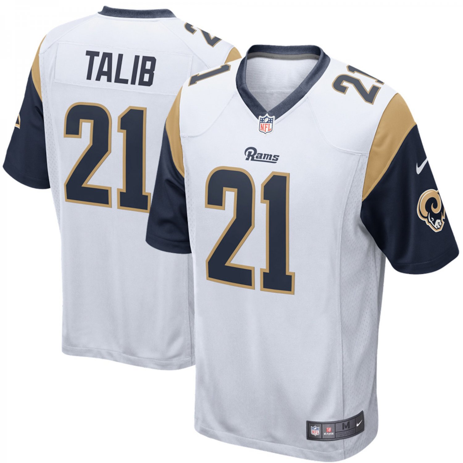 Men's Los Angeles Rams 21 Aqib Talib Game White Stitched Jersey