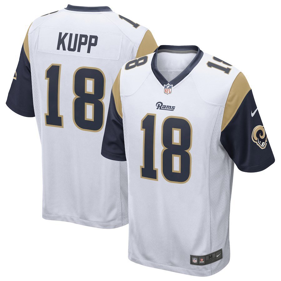 Men's Los Angeles Rams 18 Cooper Kupp Game White Stitched Jersey