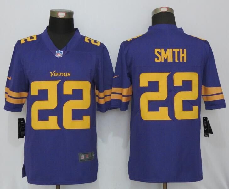 Men's Vikings 22 Harrison Smith Rush Purple Stitched Jersey