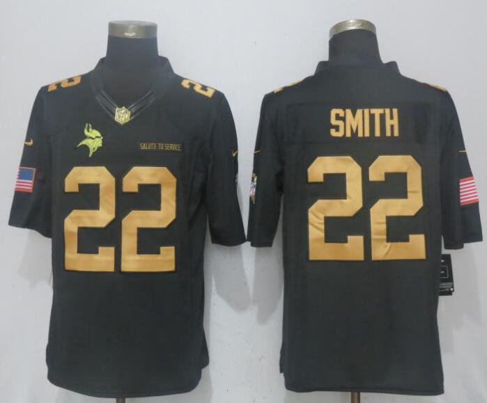 Men's Minnesota Vikings 22 Harrison Smith Gold Salute To Service Stitched Jersey
