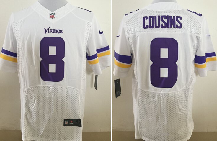 Men's Minnesota Vikings 8 Kirk Cousins Elite White Stitched Jersey