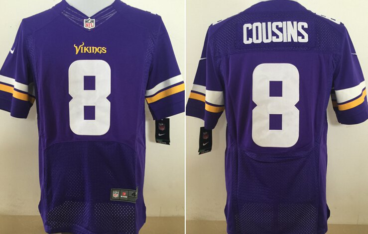 Men's Minnesota Vikings 8 Kirk Cousins Elite Purple Stitched Jersey