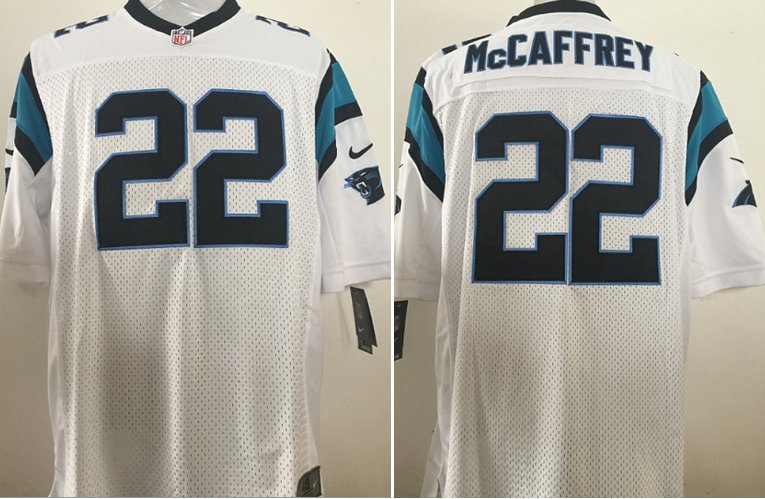 Men's Carolina Panthers 22 Christian McCaffrey Elite White Stitched Jersey