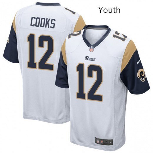 Youth Los Angeles Rams 12 Brandin Cooks Game White Stitched Jersey
