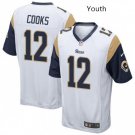 Youth Los Angeles Rams 12 Brandin Cooks Game White Stitched Jersey