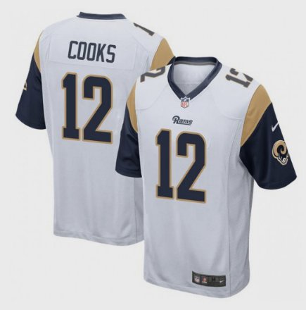 Men's Los Angeles Rams 12 Brandin Cooks Game White Stitched Jersey