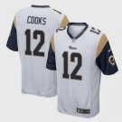 Men's Los Angeles Rams 12 Brandin Cooks Game White Stitched Jersey