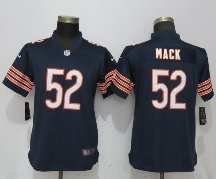 Women's Chicago Bears 52# Khalil Mack Limited Navy Blue Stitched Jersey