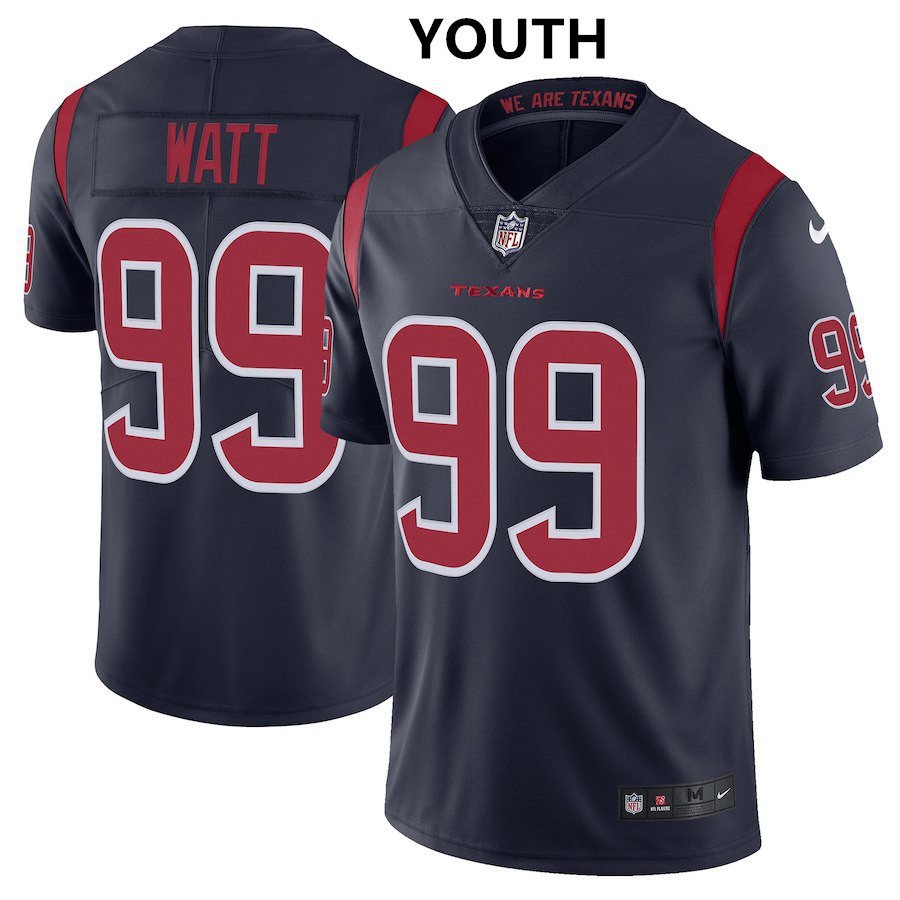 Youth Houston Texans #99 J.J. Watt Limited Blue Stitched Jersey