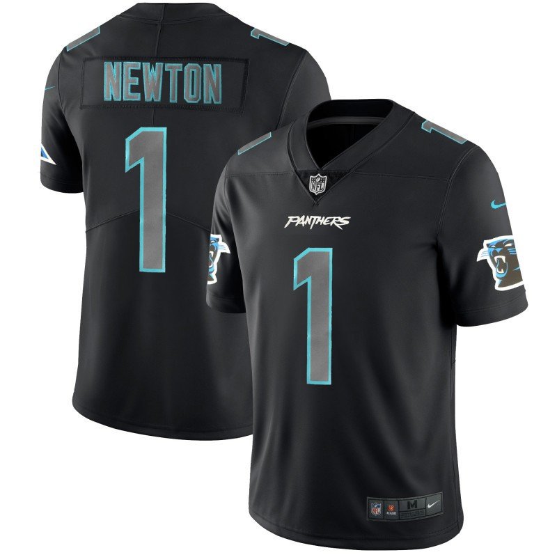 Men's Carolina Panthers #1 Cam Newton Limited Black Impact Stitched Jersey