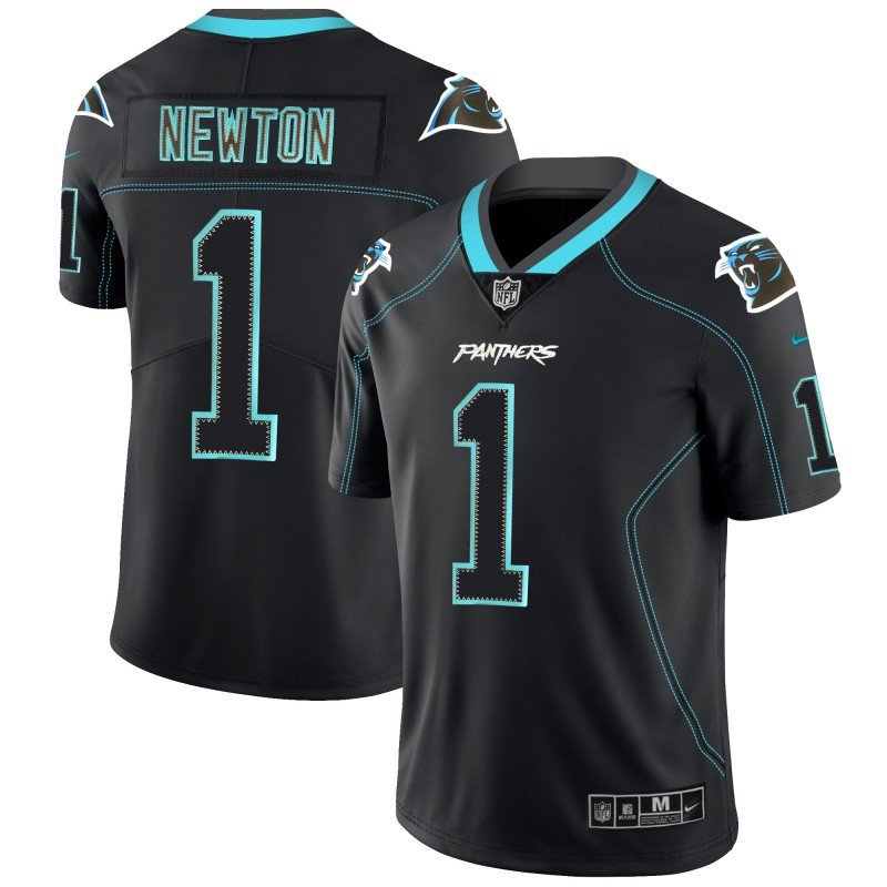 Men's Carolina Panthers #1 Cam Newton Limited Black shadow Stitched Jersey
