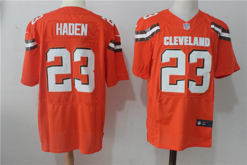 Men's Cleveland Browns 23# Joe Haden Elite Orange Stitched Jersey