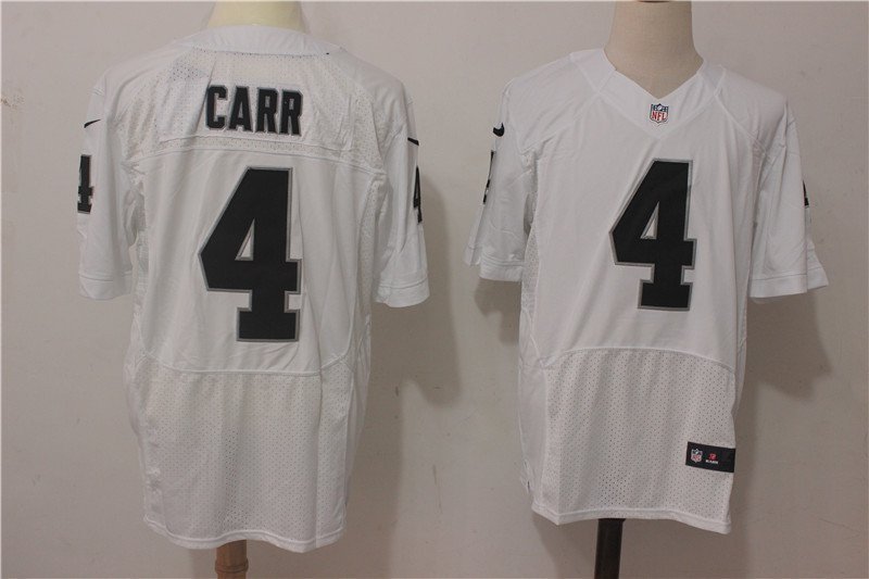 Men's Oakland Raiders 4# Derek Carr Elite White Stitched Jersey