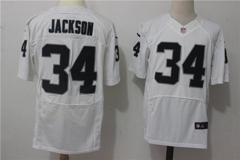 Men's Oakland Raiders 34# Gabe Jackson Elite White Stitched Jersey