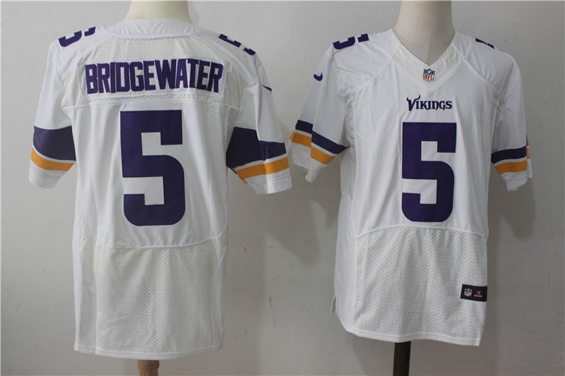 Men's Minnesota Vikings 5# Teddy Bridgewater Elite White Stitched Jersey
