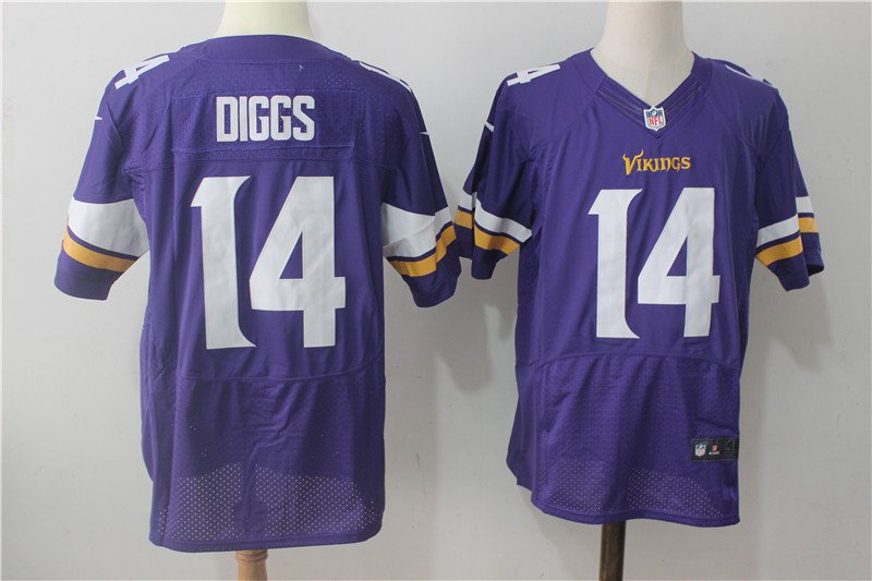 Men's Minnesota Vikings 14# Stefon Diggs Elite Purple Stitched Jersey