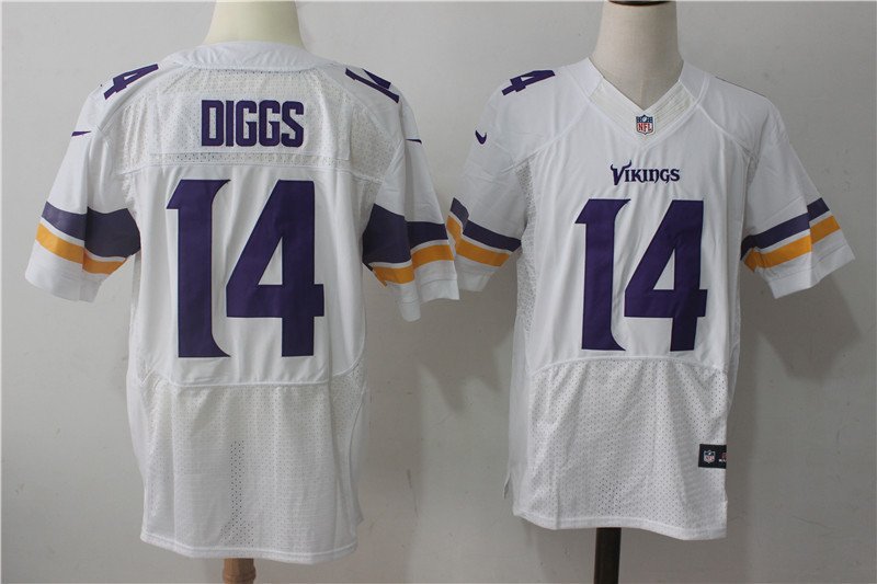 Men's Minnesota Vikings 14# Stefon Diggs Elite White Stitched Jersey