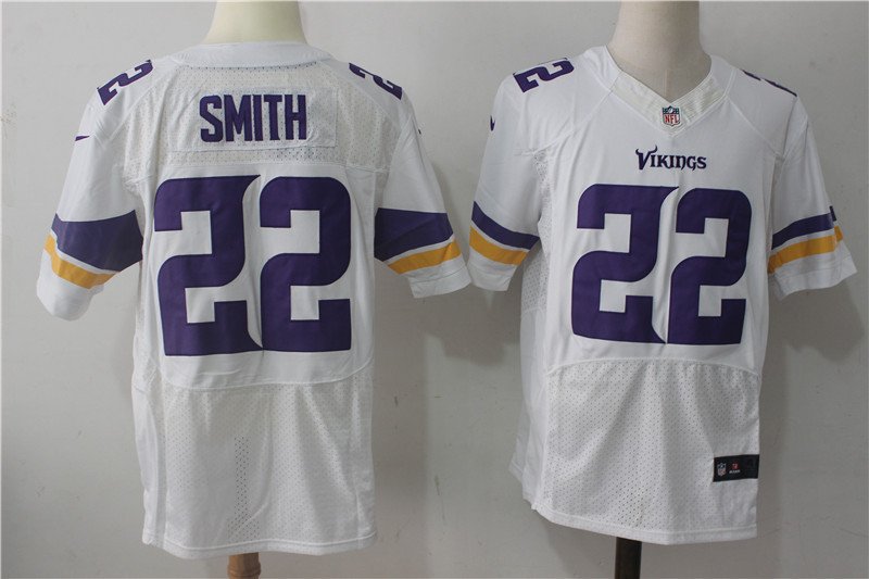 Men's Minnesota Vikings 22# Harrison Smith Elite White Stitched Jersey