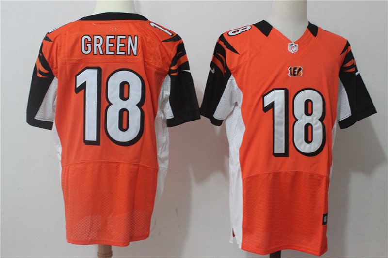 Men's Cincinnati Bengals 18# A.J. Green Elite Orange Stitched Jersey