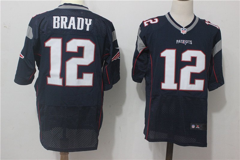 Men's Patriots 12# Tom Brady Elite Navy Blue Stitched Jersey
