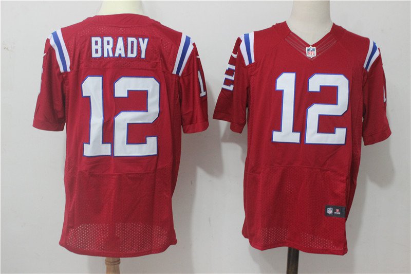 Men's Patriots 12# Tom Brady Elite Red Stitched Jersey