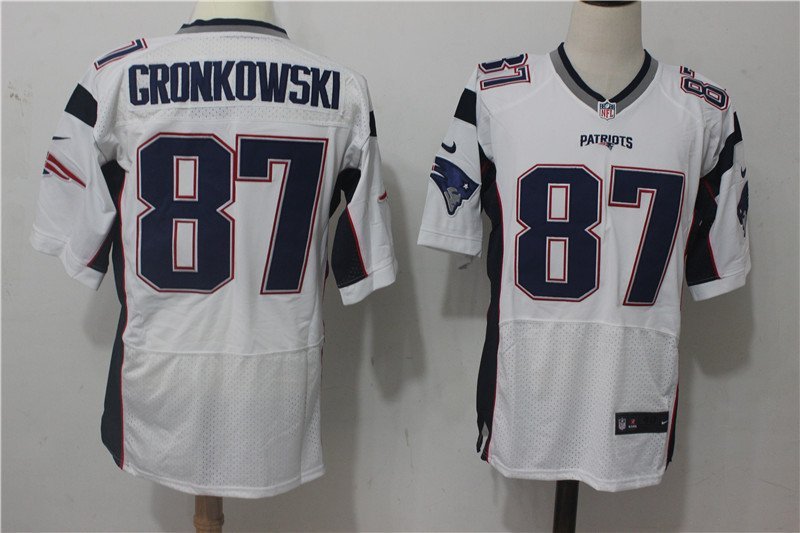 Men's Patriots 87# Rob Gronkowski Elite White Stitched Jersey