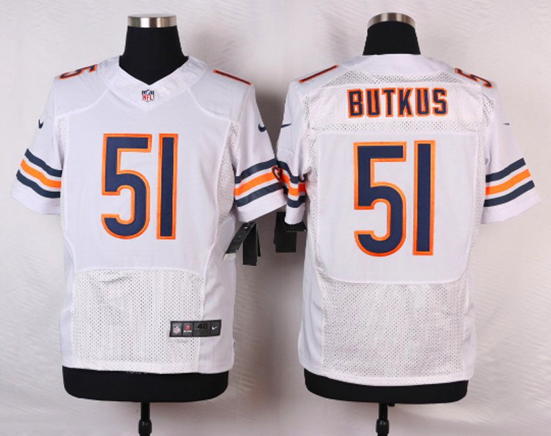 Men's Chicago Bears 51# Dick Butkus Elite White Stitched Jersey
