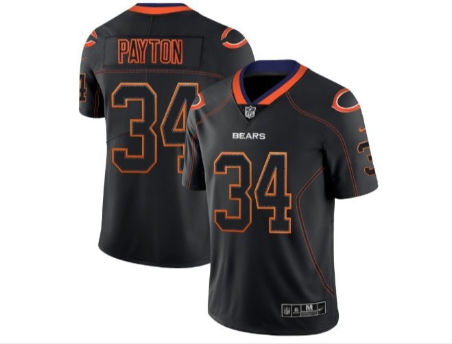 Men's Chicago Bears #34 Walter Payton Limited Black Shadow Home Stitched Jersey