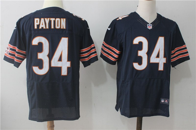Men's Chicago Bears 34# Walter Payton Elite Navy Blue Stitched Jersey
