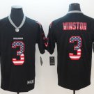 Men's Tampa Bay Buccaneers 3# Jameis Winston Black shadow USA Flag Stitched Jersey