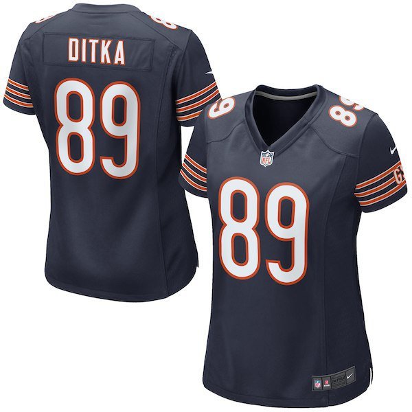 Women's Chicago Bears 89# Mike Ditka Game Navy Blue Stitched Jersey