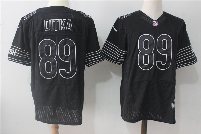 Men's Chicago Bears 89# Mike Ditka Elite Navy Black Stitched Jersey