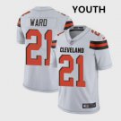 Youth Cleveland Browns 21# Denzel Ward White Stitched Jersey