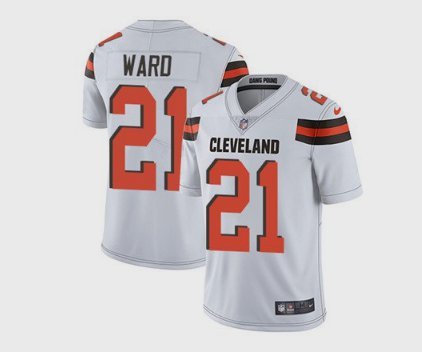 Men's Cleveland Browns 21# Denzel Ward Limited White Stitched Jersey