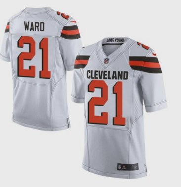 Men's Cleveland Browns 21# Denzel Ward Elite White Stitched Jersey