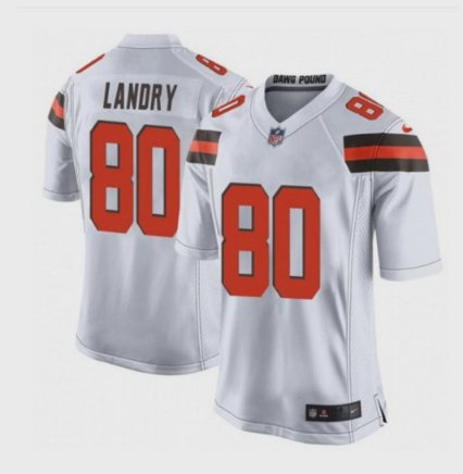 Men's Cleveland Browns 80# Jarvis Landry Game White Stitched Jersey