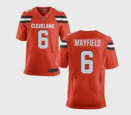 Men's Cleveland Browns #6 Baker Mayfield Elite Orange Stitched Jersey