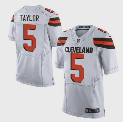 Men's Cleveland Browns #5 Tyrod Taylor Elite White Stitched Jersey