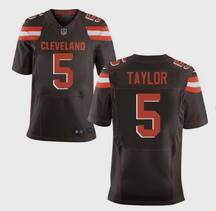 Men's Cleveland Browns #5 Tyrod Taylor Elite Brown Stitched Jersey