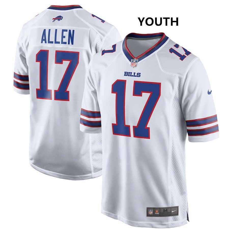 Youth Buffalo Bills 17# Josh Allen Limited White Stitched Jersey