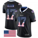 Men's Buffalo Bills 17# Josh Allen Limited Black USA Flag Stitched Jersey