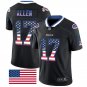 Men's Buffalo Bills 17# Josh Allen Limited Black USA Flag Stitched Jersey