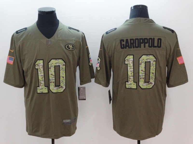 Men's San Francisco 49ers #10 Jimmy Garoppolo Olive Camo Stitched Jersey